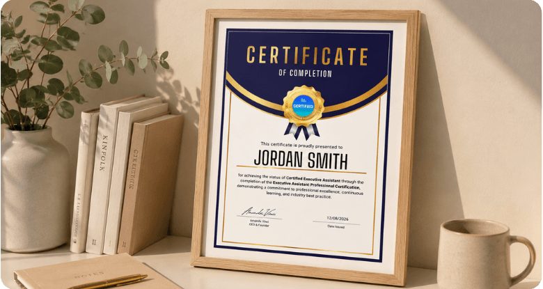 The EA Professional Certification certificate